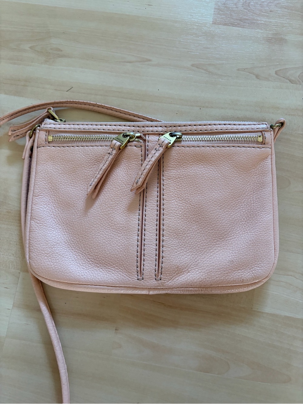 Women's Blush Pink Leather Fossil Crossbody Bag